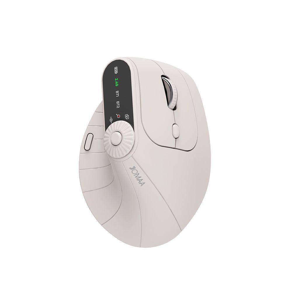 Ergonomic Vertical Mouse - 2.4G/Bluetooth Multi-Mode, LED Display, 57-Degree Angle, & 400mAh Battery(Beige).