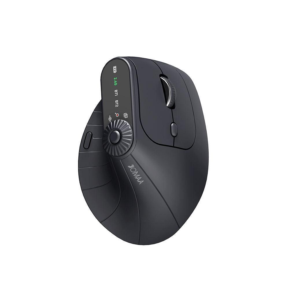 Ergonomic Vertical Mouse - 2.4G/Bluetooth Multi-Mode, LED Display, 57-Degree Angle, & 400mAh Battery(Black).