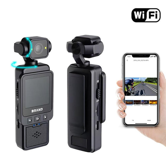 Compact Body Camera with 180Â° Rotatable Lens, Night Vision, WiFi & Built-in Fill Lights(black+128G).