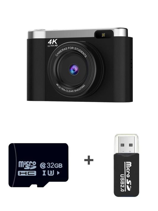 4K Ultra HD Digital Camera - 75MP, 2.8-inch Rotatable Screen, Auto Focus & Built-in Flash(black).