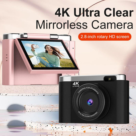 4K Ultra HD Digital Camera - 75MP, 2.8-inch Rotatable Screen, Auto Focus & Built-in Flash(black).