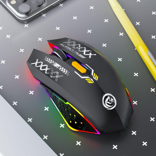Ergonomic Dual-Mode Wireless Gaming Mouse - Mute Buttons, Adjustable DPI, Rechargeable, Multi-Assist Keys(black).