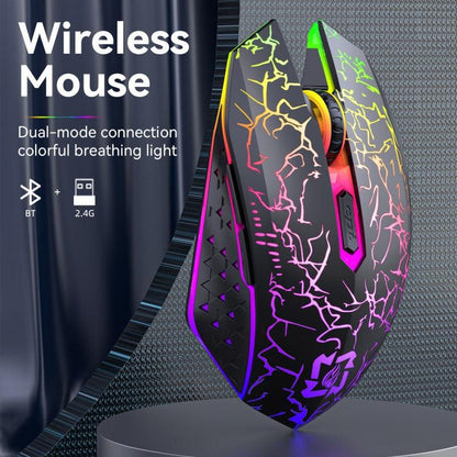 Ergonomic Dual-Mode Wireless Gaming Mouse - Mute Buttons, Adjustable DPI, Rechargeable, Multi-Assist Keys(white).