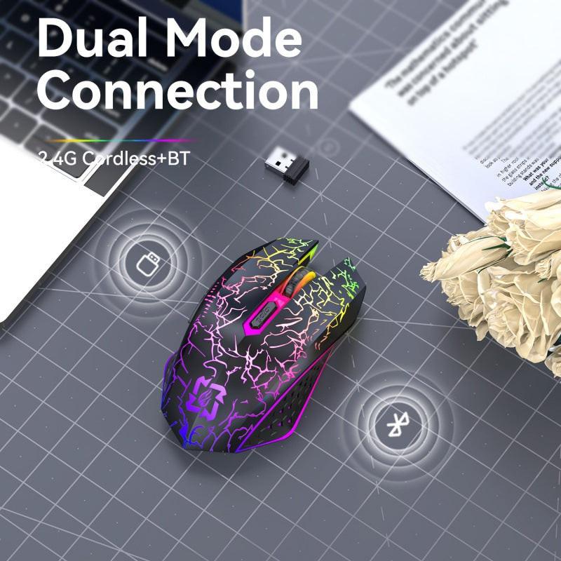 Ergonomic Dual-Mode Wireless Gaming Mouse - Mute Buttons, Adjustable DPI, Rechargeable, Multi-Assist Keys(white).