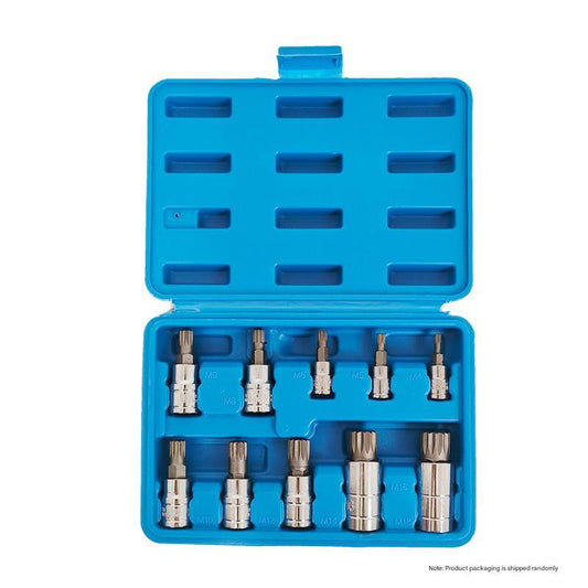 10-Piece M-Type Spline Bit Socket Set - Chrome Steel, Polished & Quenched for Durability with Storage Case(blue).