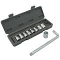 Two 10-piece L-shaped socket wrench sets - 1/2" drive chrome vanadium steel with metric sockets and housings(gray).