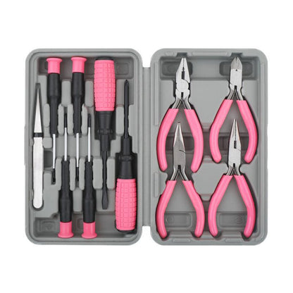 11-Piece Precision Craft & Jewelry Making Tool Kit with Portable Case - Pliers, Screwdrivers & Tweezers for DIY Projects(green).