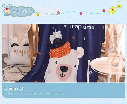 Ultra-Soft Kids Plush Fleece Blanket - Cozy Cartoon Animal Throw for All Seasons (Fox)