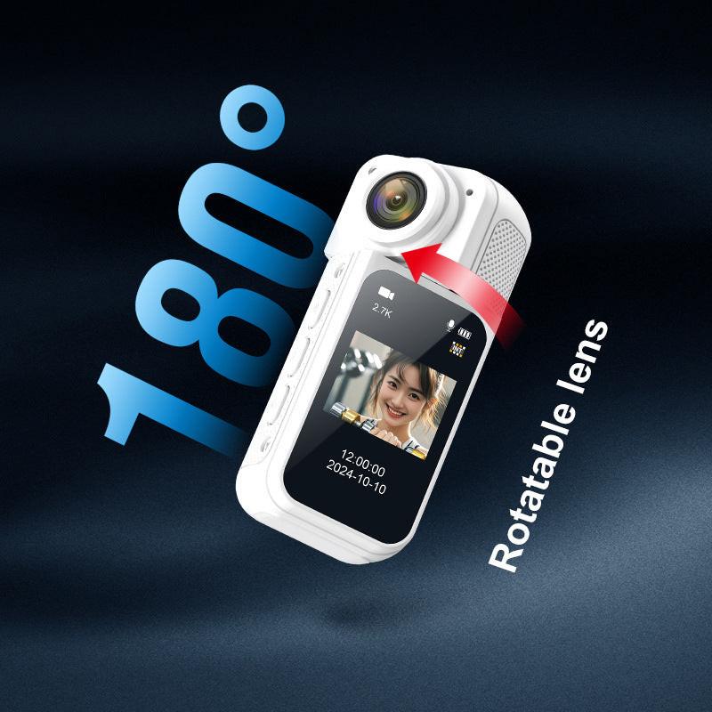 Thumb-Sized 2.7K Camera with 180 Rotatable Lens & Magnet Mount - Capture Your World Hands-Free(black+128G).