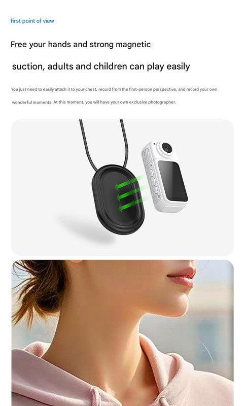 Thumb-Sized 2.7K Camera with 180 Rotatable Lens & Magnet Mount - Capture Your World Hands-Free(black+128G).