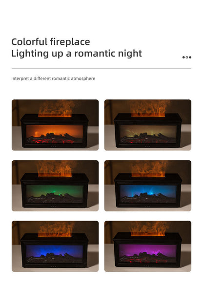 Fireplace Flame Effect Aroma Diffuser & Humidifier with 7-Colour Light, Timer & Remote Control(black)