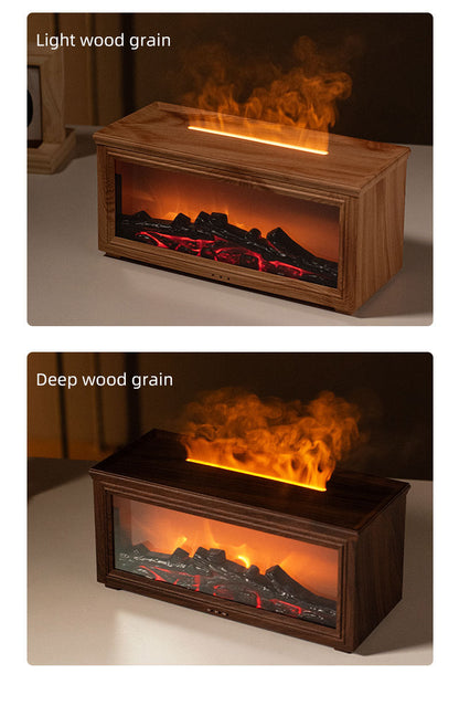 Fireplace Flame Effect Aroma Diffuser & Humidifier with 7-Colour Light, Timer & Remote Control(black)