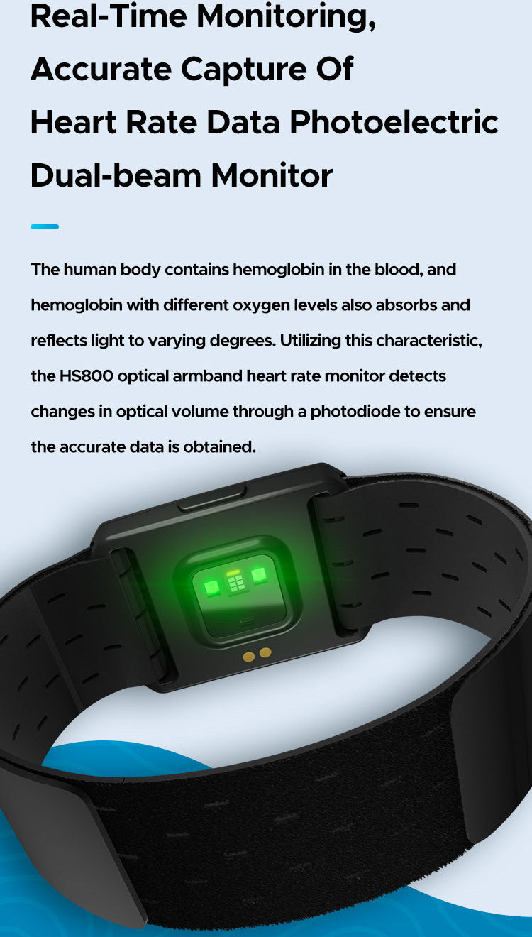 Optical Armband Heart Rate Monitor - Bluetooth & ANT+ Dual Protocol, IP67 Waterproof for Fitness Training(black).