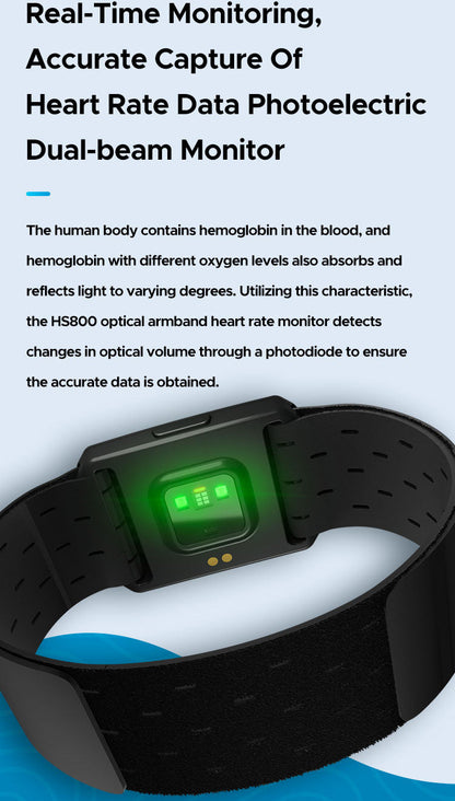 Optical Armband Heart Rate Monitor - Bluetooth & ANT+ Dual Protocol, IP67 Waterproof for Fitness Training(black).