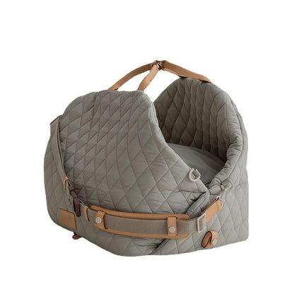 Luxury Quilted 2-in-1 Pet Travel Carrier & Car Booster Seat for Small Dogs(Black)