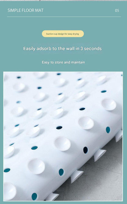 Non-Slip PVC Bath & Shower Mat with Suction Cups and Drainage Holes - Cartoon Ocean Theme(Black Whale)