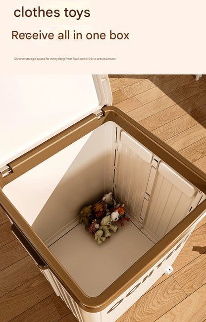 Beige Large Foldable Storage Box with Lid and Wheels - Heavy Duty Collapsible Toy Organizer Bin