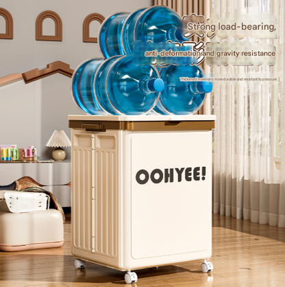 Beige Large Foldable Storage Box with Lid and Wheels - Heavy Duty Collapsible Toy Organizer Bin