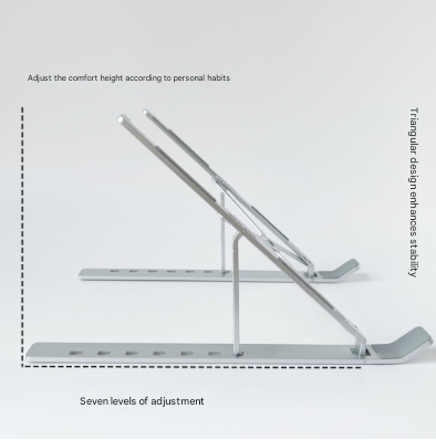 Silver Adjustable Aluminum Laptop Stand with Detachable Cooling Fan - Portable Ergonomic Riser for Desk.