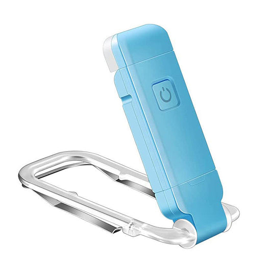 2 Pcs Blue USB Rechargeable Clip-on LED Book Light - 3 Color Modes & Dimmable Brightness for Eye-Caring Reading