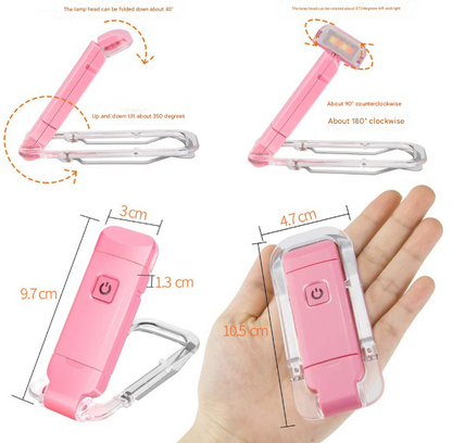 2 Pcs Blue USB Rechargeable Clip-on LED Book Light - 3 Color Modes & Dimmable Brightness for Eye-Caring Reading