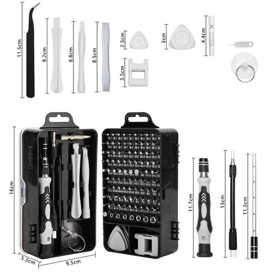 Grey Professional 115-in-1 Precision Screwdriver Set - Magnetic Repair Tool Kit for PC, Laptop, Phone & Electronics.