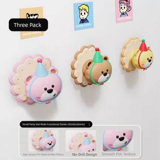3 Pcs (Pink + Brown + Yellow) Adorable Bear Wall Protector - Multi-Use Self-Adhesive Door Stopper Bumper.