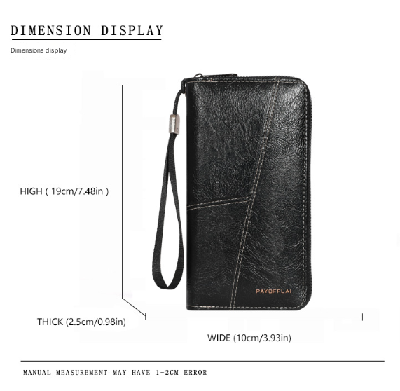 Coffee Men's Long Zipper Wallet Clutch - PU Leather Wristlet with Phone and Card Slots