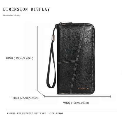Coffee Men's Long Zipper Wallet Clutch - PU Leather Wristlet with Phone and Card Slots