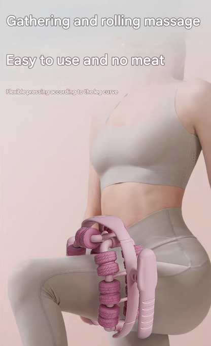 Pink 360Â°Wrap-Around Muscle Roller - 28-Wheel Massager for Legs, Arms & Calves.