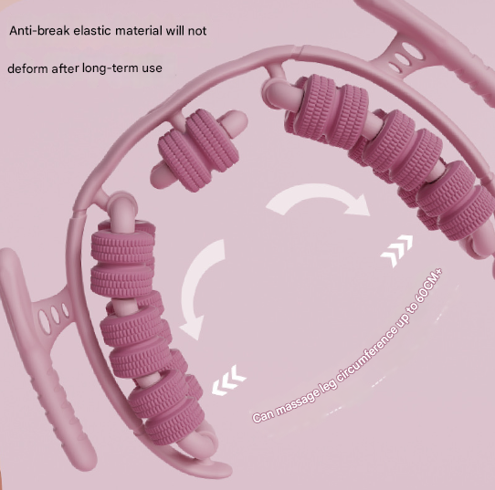 Pink 360Â°Wrap-Around Muscle Roller - 28-Wheel Massager for Legs, Arms & Calves.