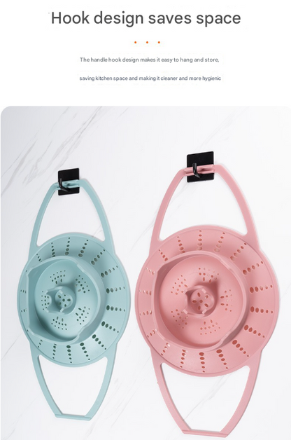 Large Pink Flexible Silicone Steamer Basket with Heat-Resistant Handles - Food-Grade Vegetable Steamer Insert for Pots & Pans.