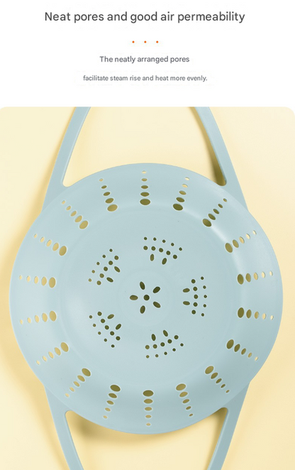 Small Blue Flexible Silicone Steamer Basket with Heat-Resistant Handles - Food-Grade Vegetable Steamer Insert for Pots & Pans.