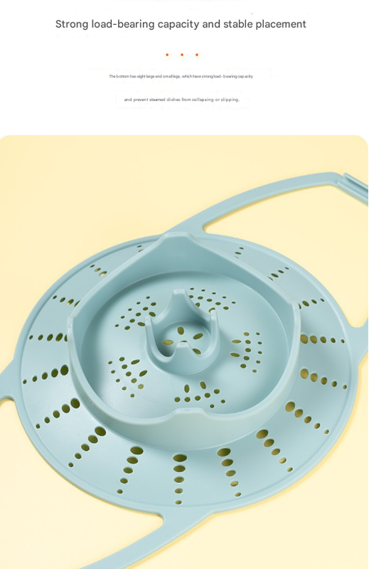 Small Blue Flexible Silicone Steamer Basket with Heat-Resistant Handles - Food-Grade Vegetable Steamer Insert for Pots & Pans.