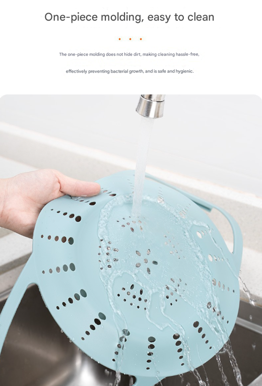 Small Blue Flexible Silicone Steamer Basket with Heat-Resistant Handles - Food-Grade Vegetable Steamer Insert for Pots & Pans.
