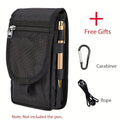 Black Heavy-Duty Tactical Phone Pouch - Multi-Pocket Belt Holster & Utility Waist Bag for Outdoor Work and EDC