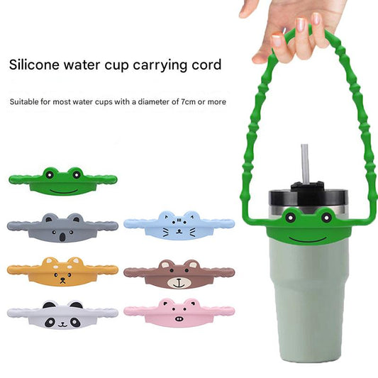 2 Pcs White and Black Panda Adorable Animal Silicone Cup Carrier - Portable Reusable Handle for Water Cup(cup not included)