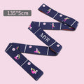 Dark Blue Instructional Yoga Stretch Strap with Embroidered Pose Guide - 11-Loop Flexibility Band.
