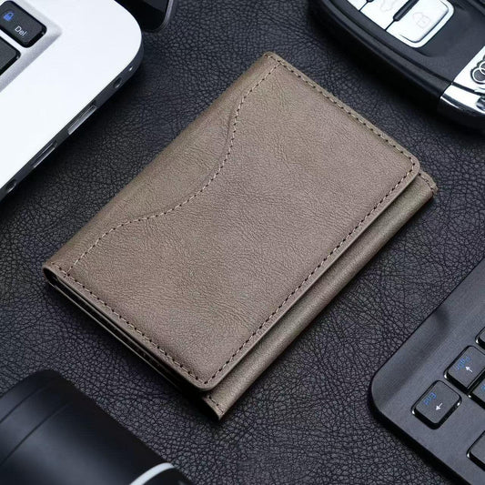 Khaki 3-in-1 Magnetic Wallet for MagSafe - Slim PU Leather Card Holder with Kickstand.