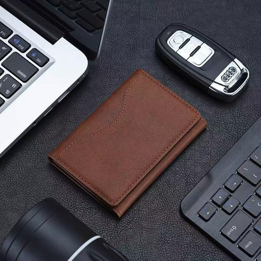 Brown 3-in-1 Magnetic Wallet for MagSafe - Slim PU Leather Card Holder with Kickstand.