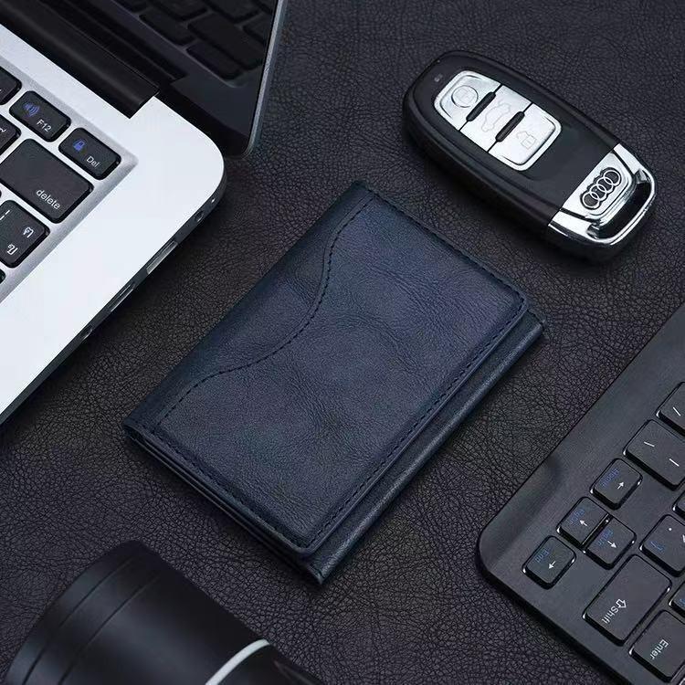 Dark Blue 3-in-1 Magnetic Wallet for MagSafe - Slim PU Leather Card Holder with Kickstand.