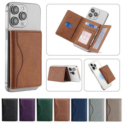 Dark Blue 3-in-1 Magnetic Wallet for MagSafe - Slim PU Leather Card Holder with Kickstand.