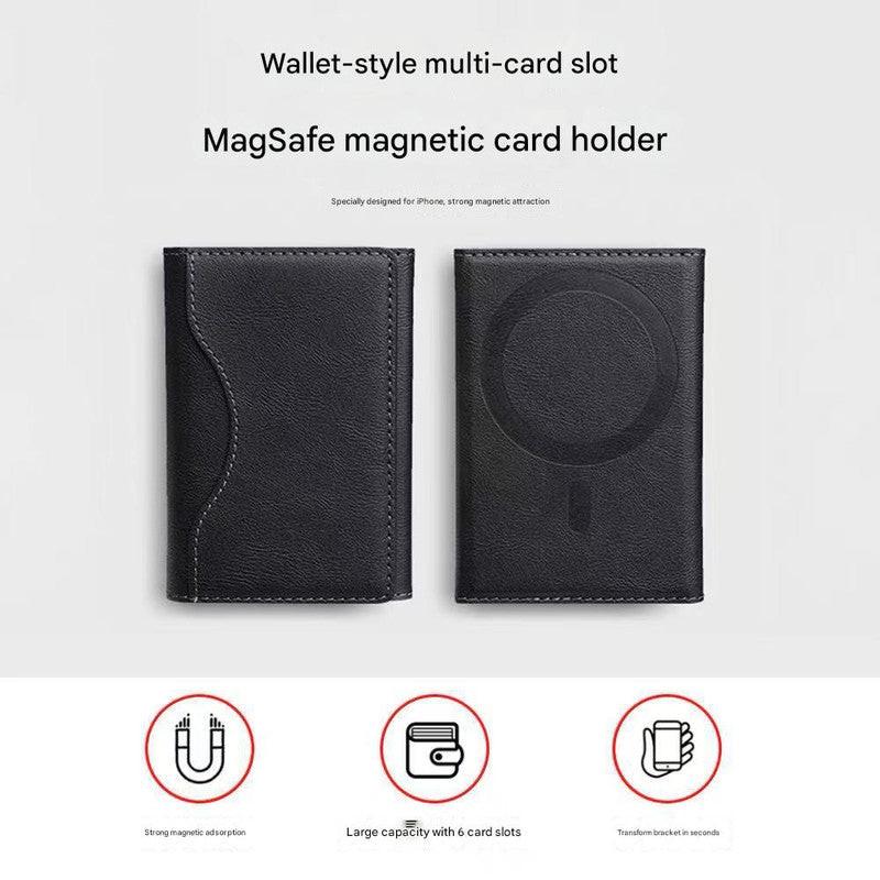 Dark Blue 3-in-1 Magnetic Wallet for MagSafe - Slim PU Leather Card Holder with Kickstand.