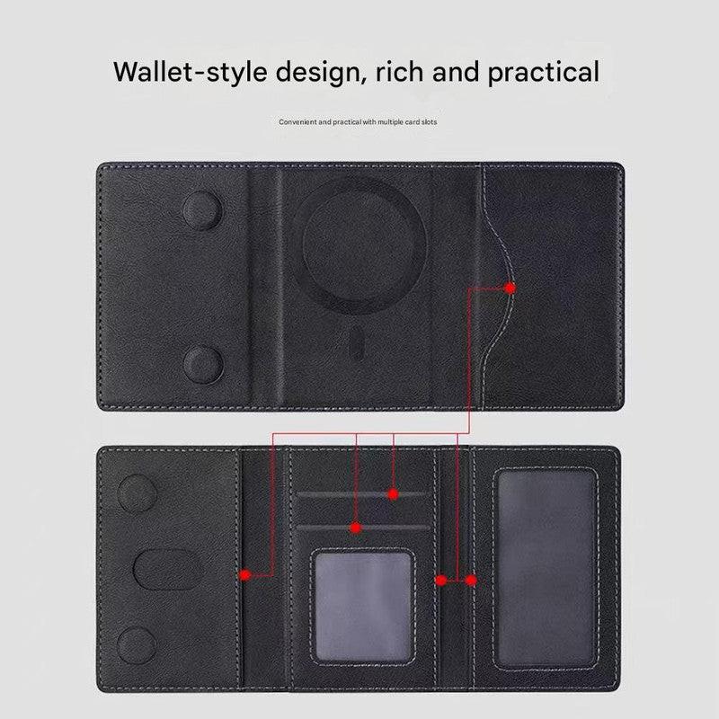 Dark Blue 3-in-1 Magnetic Wallet for MagSafe - Slim PU Leather Card Holder with Kickstand.