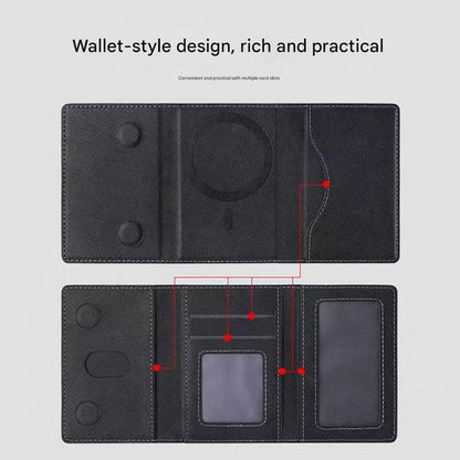 Dark Blue 3-in-1 Magnetic Wallet for MagSafe - Slim PU Leather Card Holder with Kickstand.