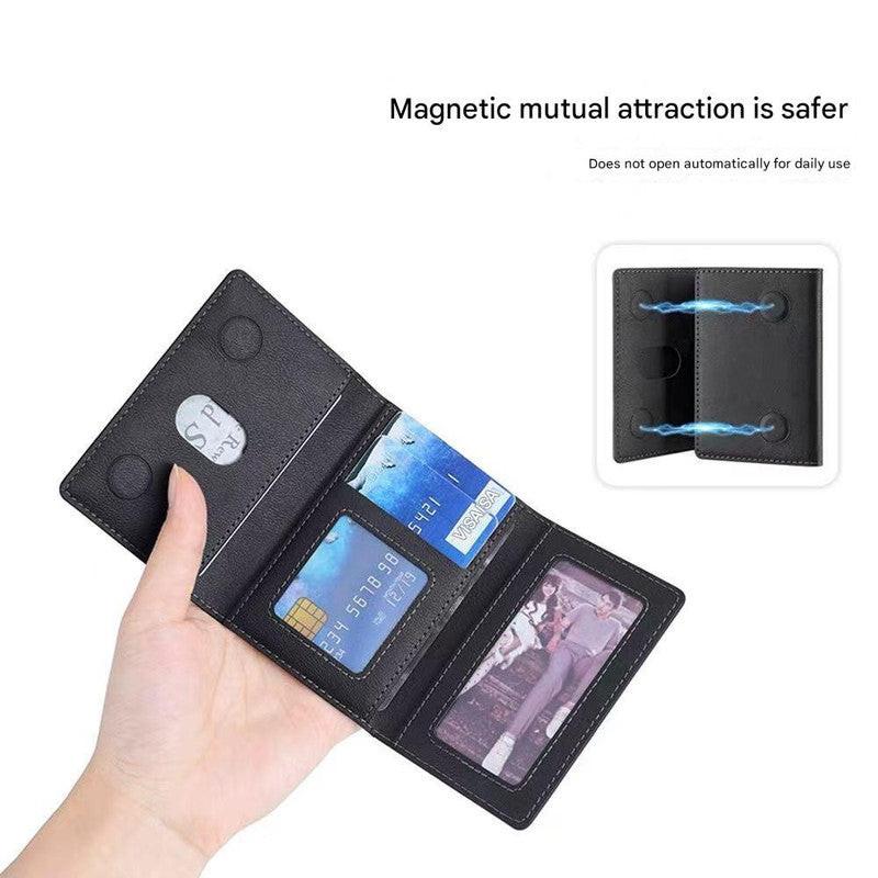 Dark Blue 3-in-1 Magnetic Wallet for MagSafe - Slim PU Leather Card Holder with Kickstand.