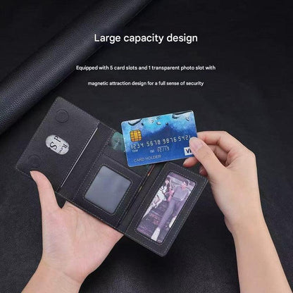 Dark Blue 3-in-1 Magnetic Wallet for MagSafe - Slim PU Leather Card Holder with Kickstand.