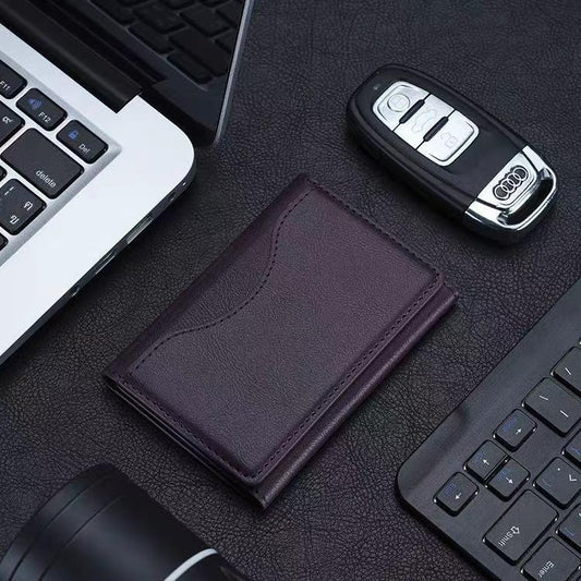 Dark Purple 3-in-1 Magnetic Wallet for MagSafe - Slim PU Leather Card Holder with Kickstand.