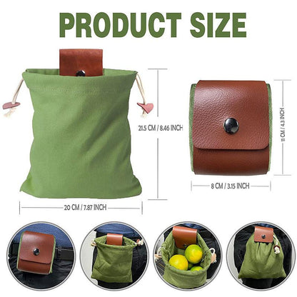 Black Collapsible Canvas Foraging Pouch - Hands-Free Belt Bag for Hiking & Camping Activities.
