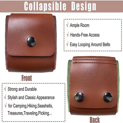 Black Collapsible Canvas Foraging Pouch - Hands-Free Belt Bag for Hiking & Camping Activities.
